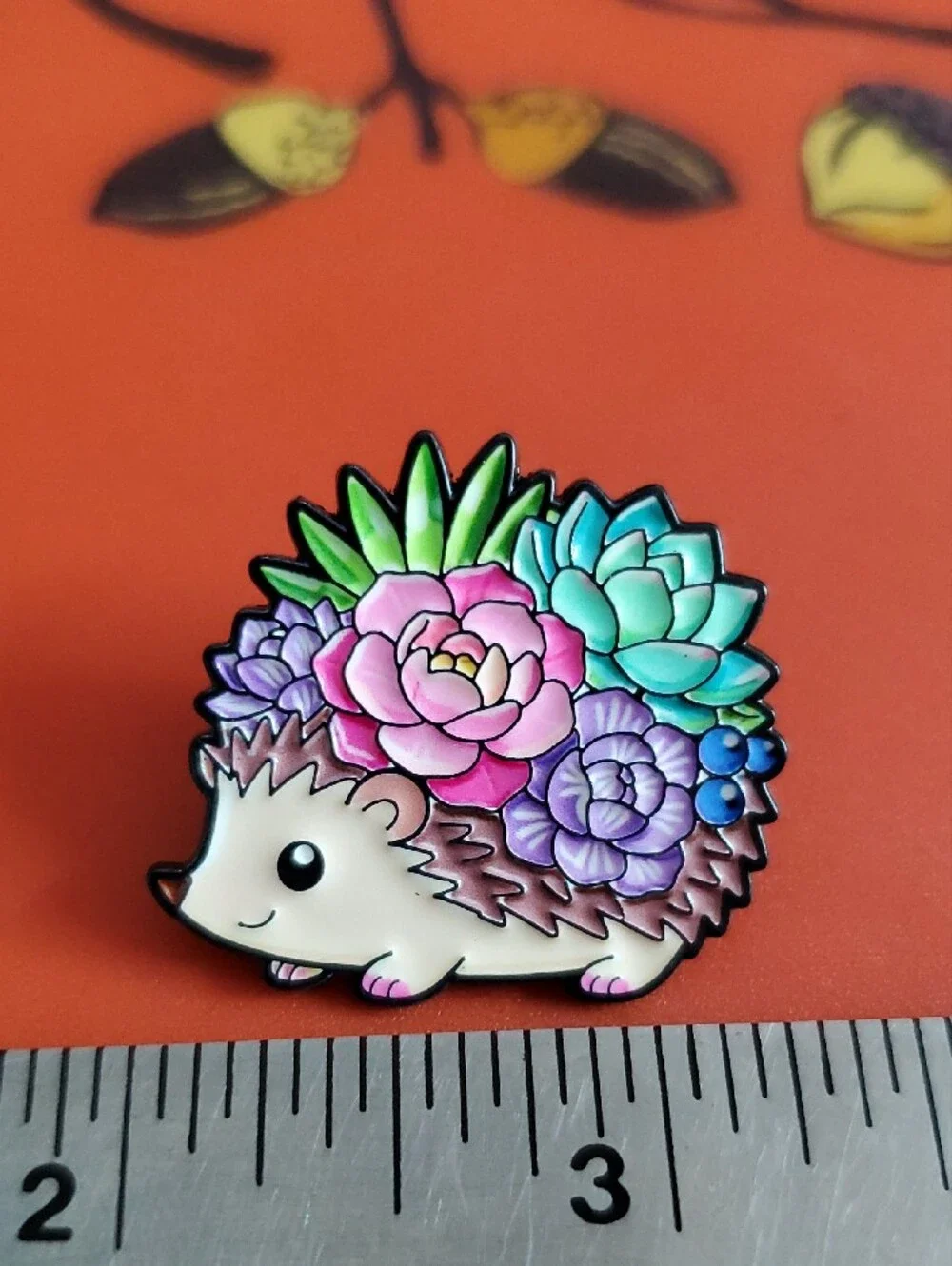 Succulent Hedgehog Enamel Pin - Colorful Pastel Design